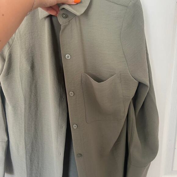 Green dkny button down shirt - Picture 4 of 6